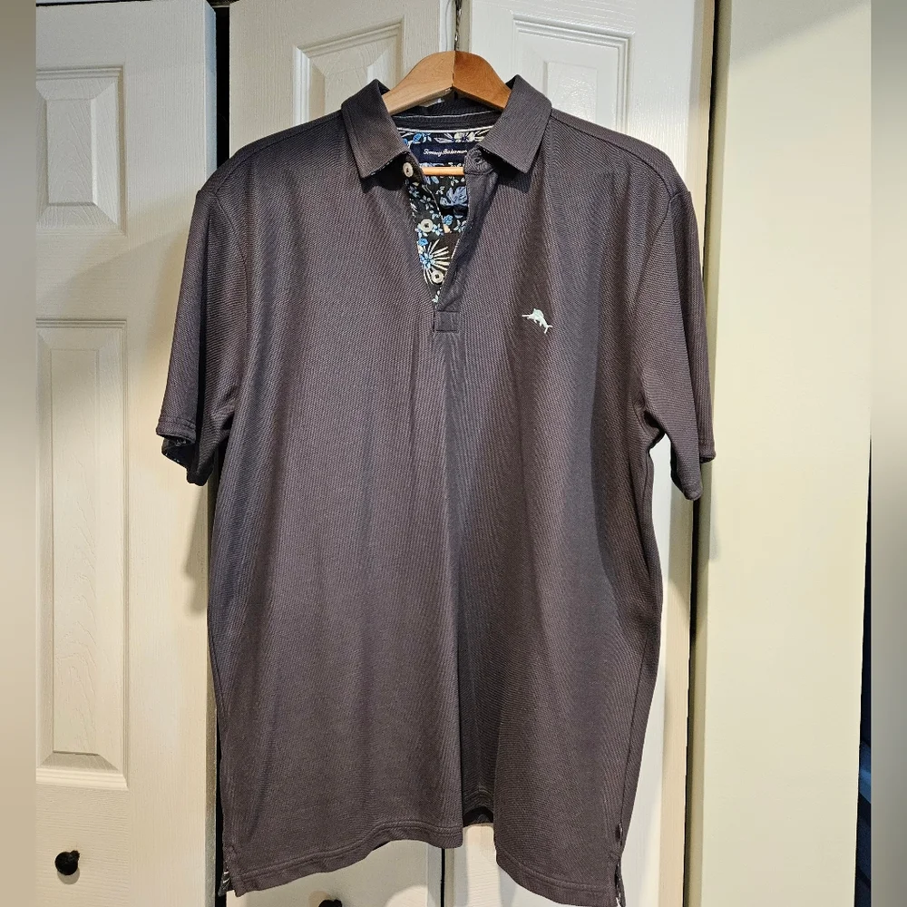 TOMMY BAHAMA Garden Print Collar Polo Short Sleeve Shirt LARGE - Picture 2 of 11